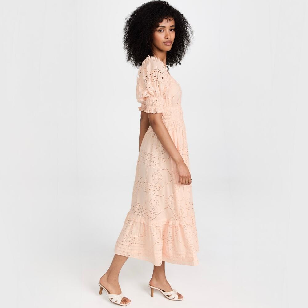Cleobella Florence Midi Dress in Shell Eyelet Puff Sleeve Organic Cotton S NWT - Picture 8 of 16